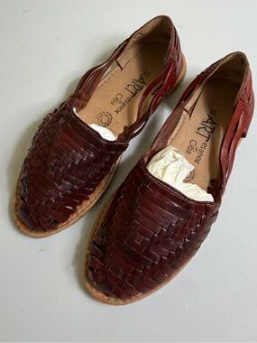 Artisanal Mexican Leather Huaraches Sandals Brown Size 25 / US Women's 8